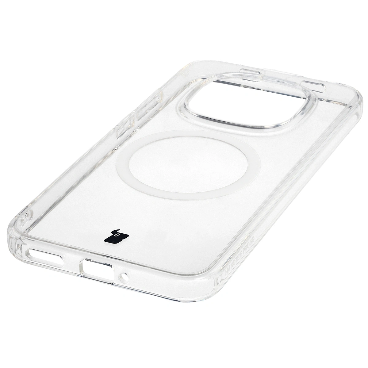 Zintegrowane przyciski, wycięcia i hybrydowy materiał w etui Bizon Case CrystalO do Xiaomi Redmi Note 15 Pro 5G